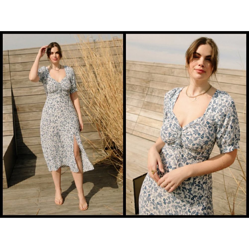 💕FAVORITE DAUGHTER💕 The Vineyard Dress ~ Blue Paisley Floral Small NWOT